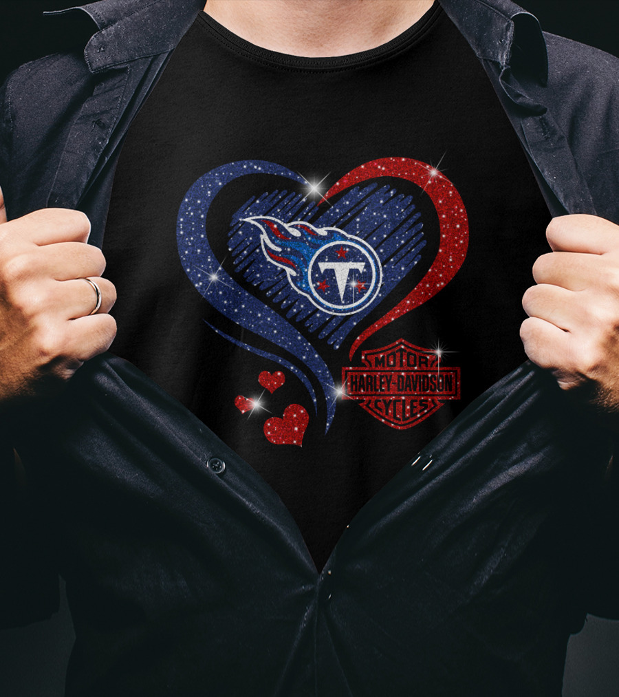 Tennessee Titans Heart Harley Davidson Styles T-Shirt