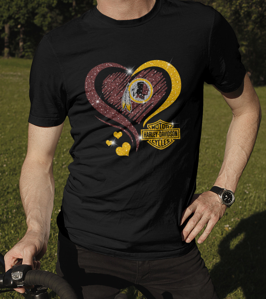 Motor Harley Davidson Cycles Washington Redskins Heart T-Shirt