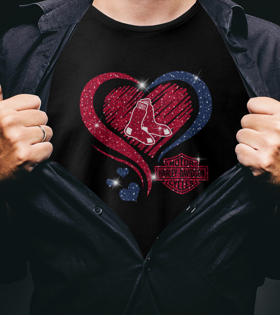 Boston Red Sox Heart Harley Davidson Styles T-Shirt