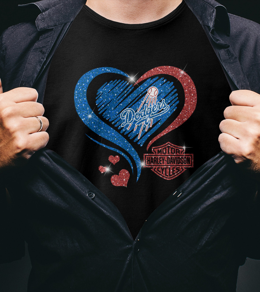 Los Angeles Dodgers Harley Davidson Heart T-Shirt