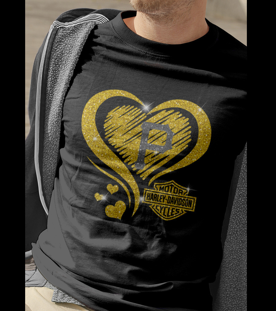 Pittsburgh Pirates Harley Davidson Sparkle Heart Logo Mlb Fan T-Shirt