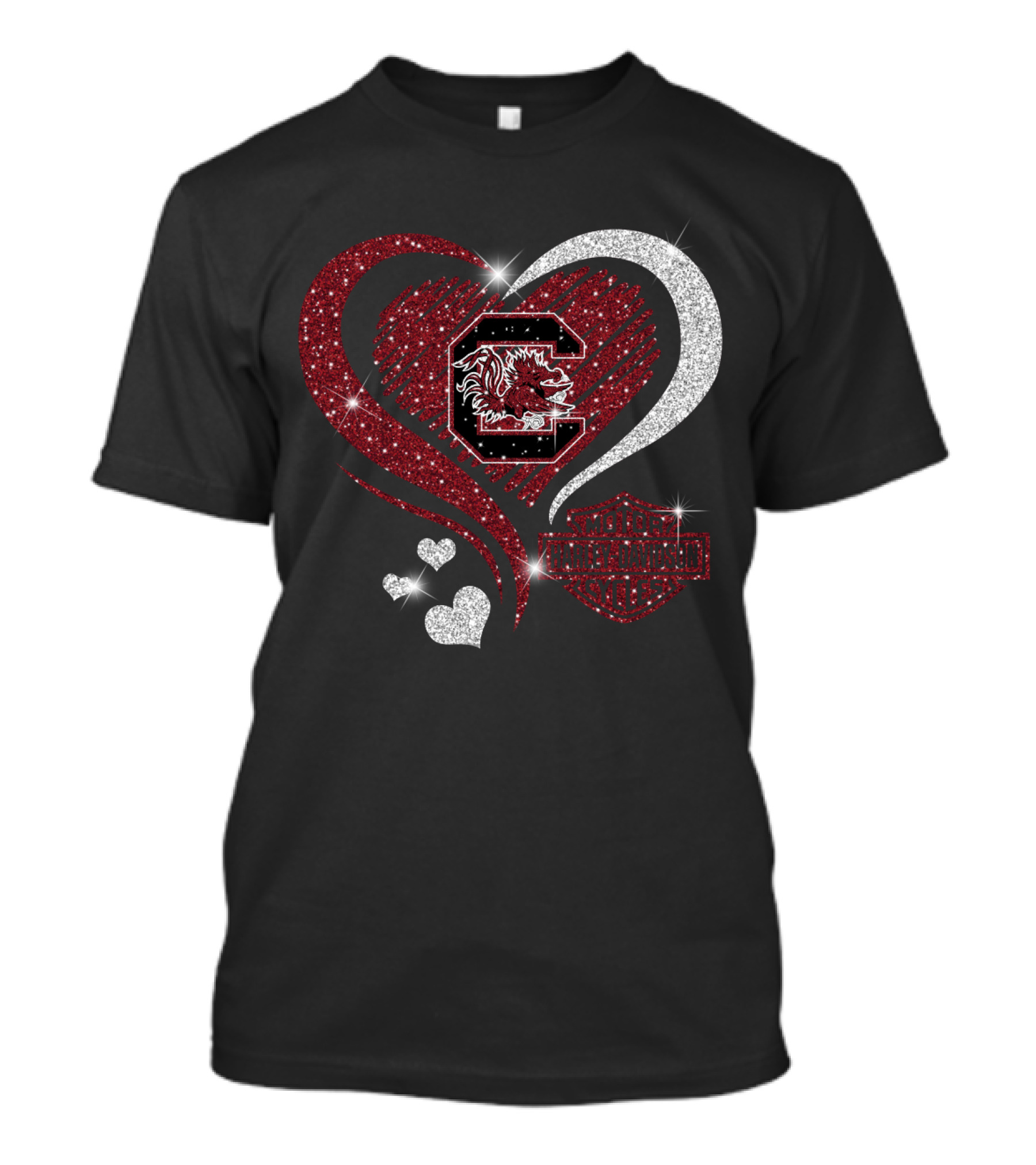 Ll Ncaa South Carolina Gamecocks Heart Harley Davidson Styles T-Shirt