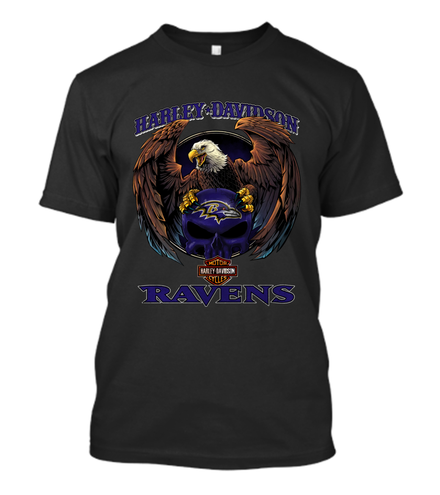 Harley Davidson Ravens Bald Eagle Baltimore Nfl T-Shirt
