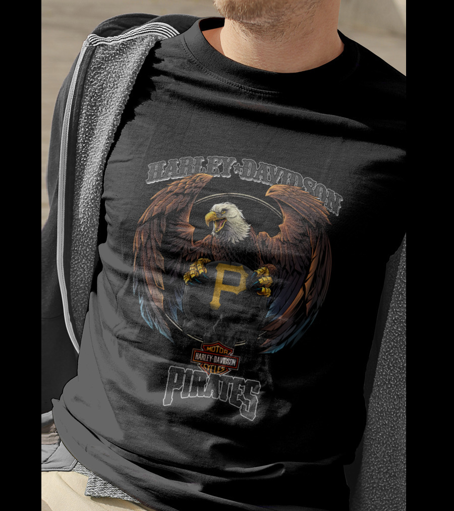 Harley Davidson Eagles Pirates P Logo Skull T-Shirt