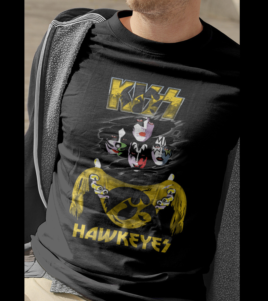 Kiss Iowa Hawkeyes Collaboration With Classic Band Makeup T-Shirt