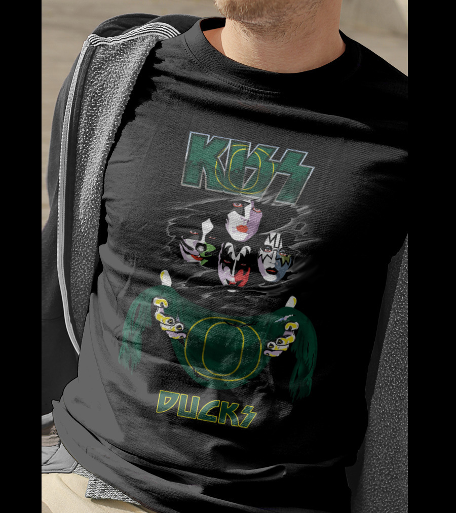 KISS Oregon Ducks Ncaa Collaboration Retro Band Stylized T-Shirt