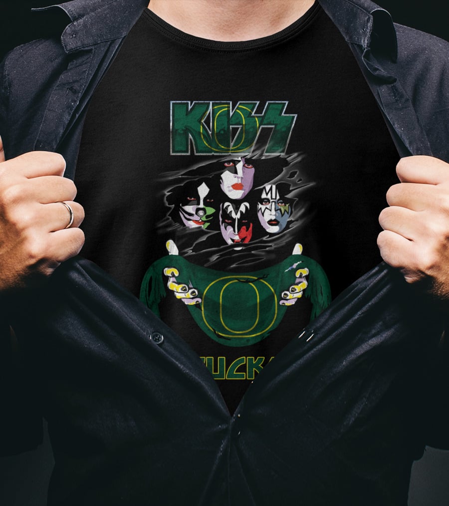 KISS Oregon Ducks Ncaa Collaboration Retro Band Stylized T-Shirt