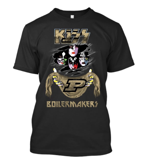KISS Purdue Boilermakers P Logo Band Faces T-Shirt