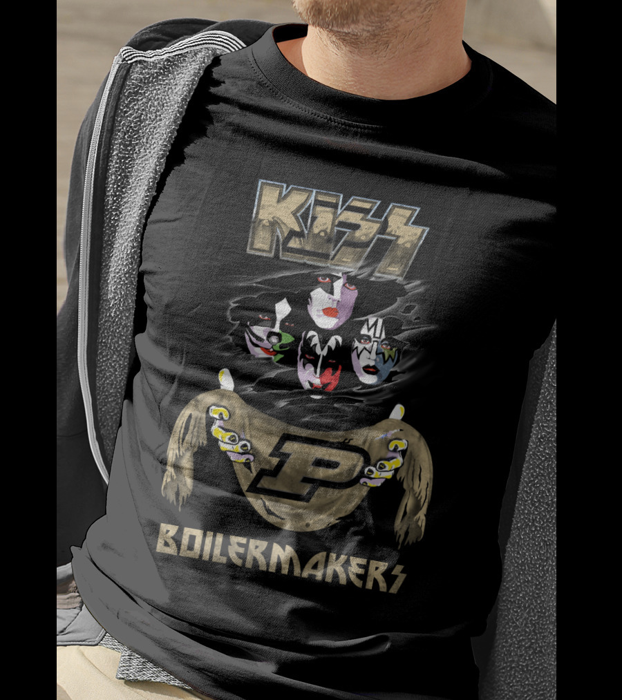 KISS Purdue Boilermakers P Logo Band Faces T-Shirt