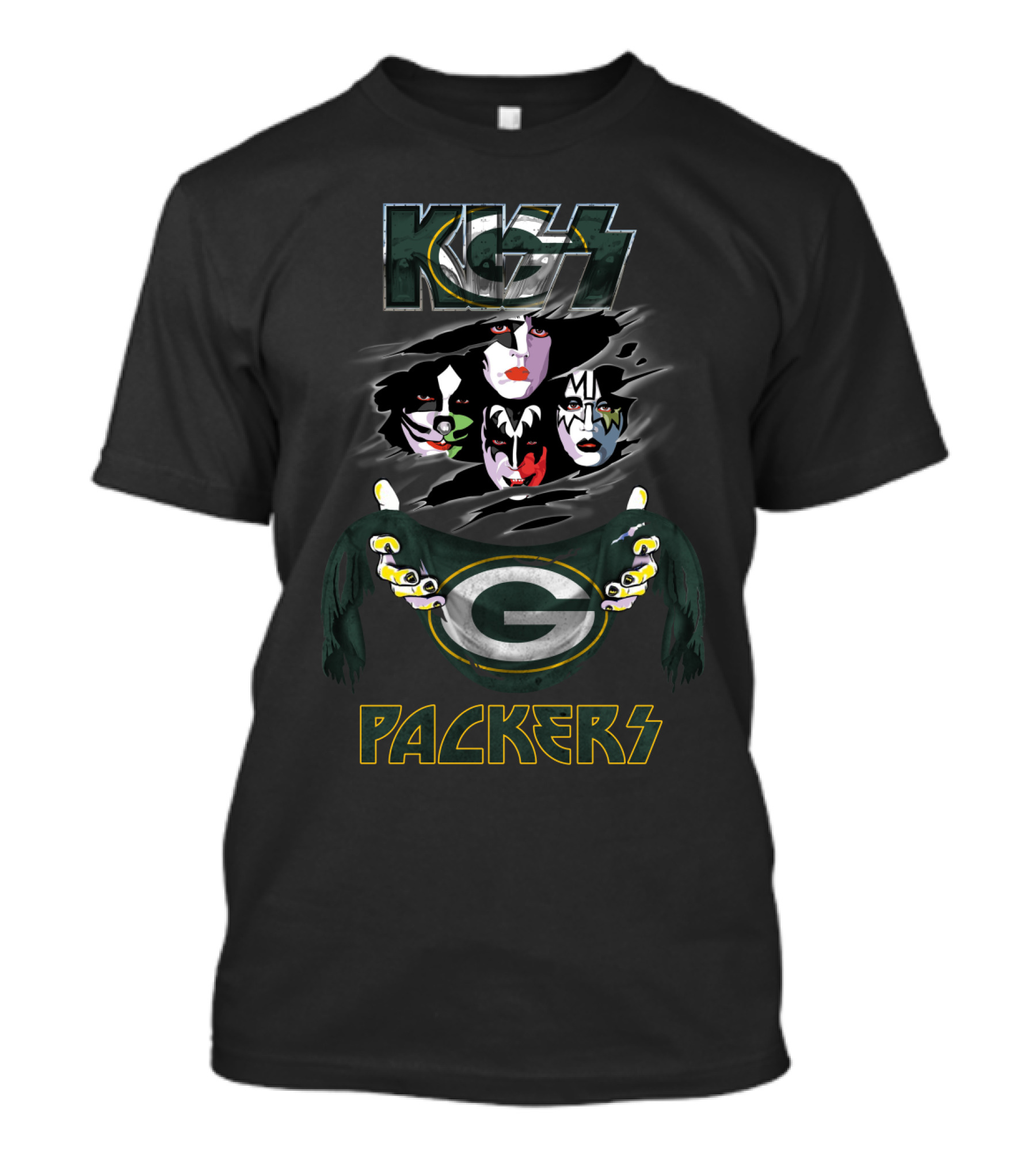 KISS Green Bay Packers Football Collaboration T-Shirt
