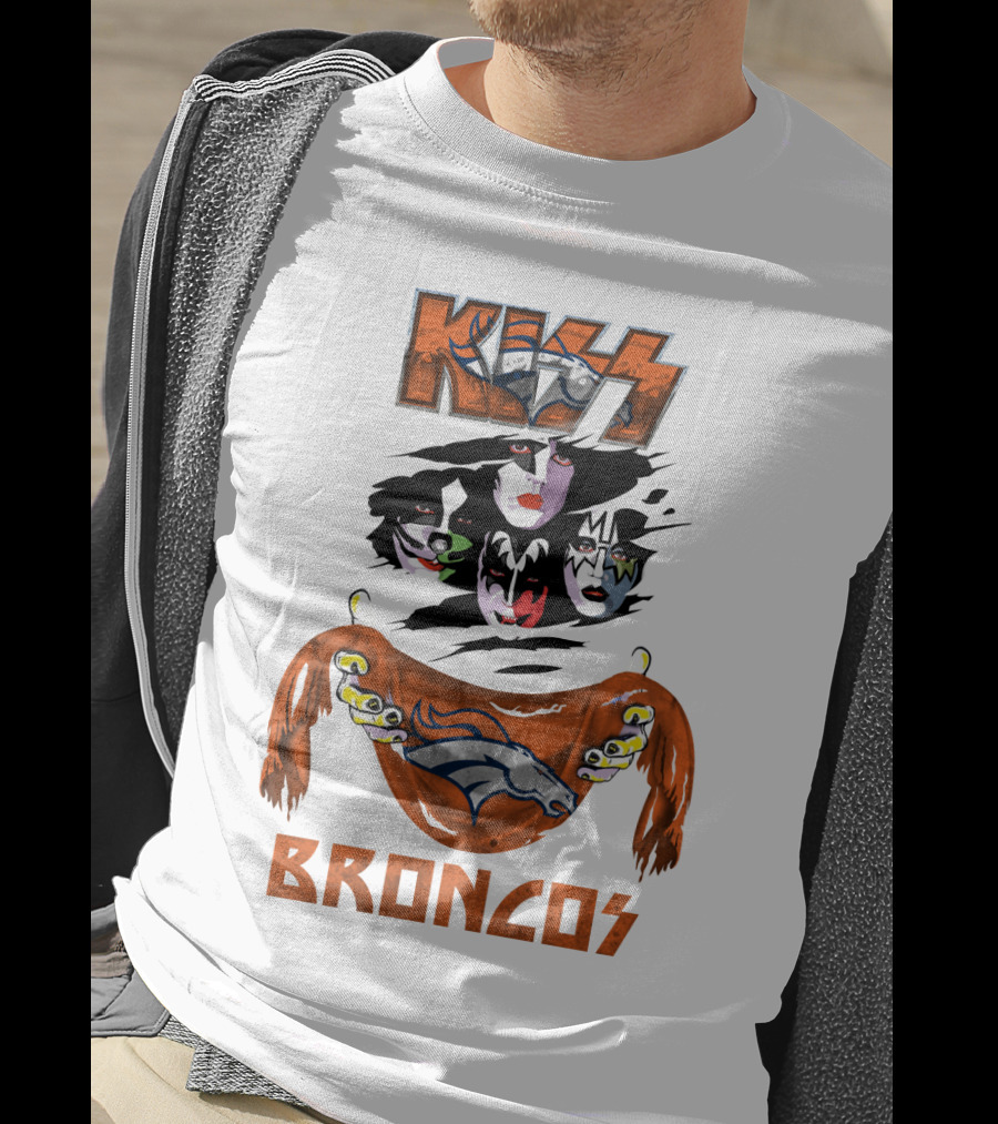 KISS Denver Broncos NFL Rock Band Crossover T-Shirt