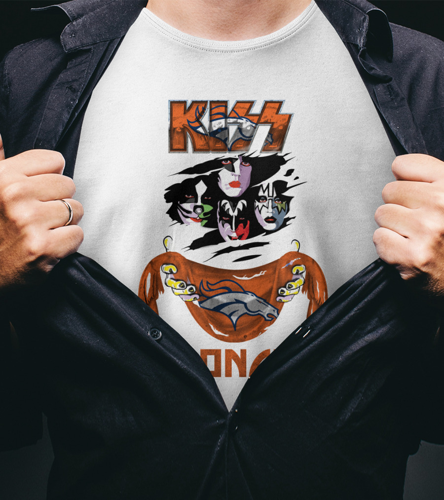 KISS Denver Broncos NFL Rock Band Crossover T-Shirt