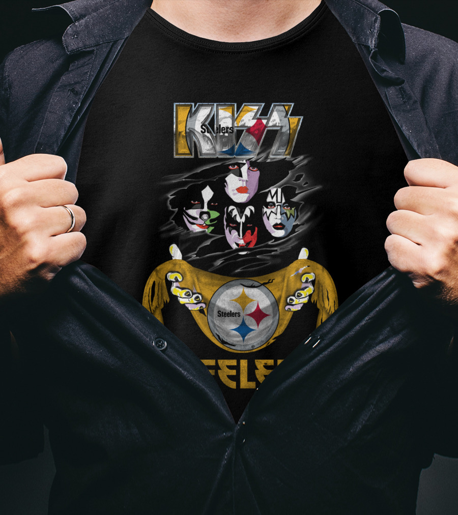 Kiss Steelers Pittsburgh Nfl Champs Fusion Band Tribute T-Shirt