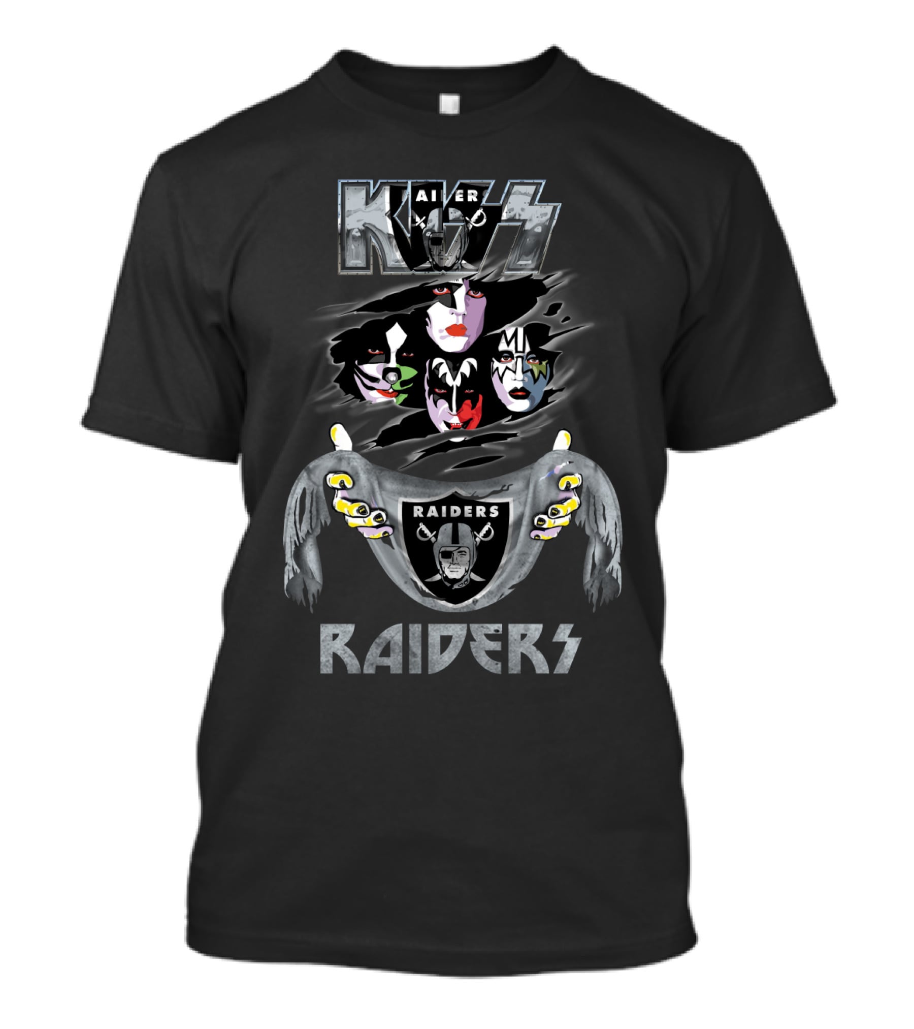 KISS Oakland Raiders Rock Band Football Fan T-Shirt