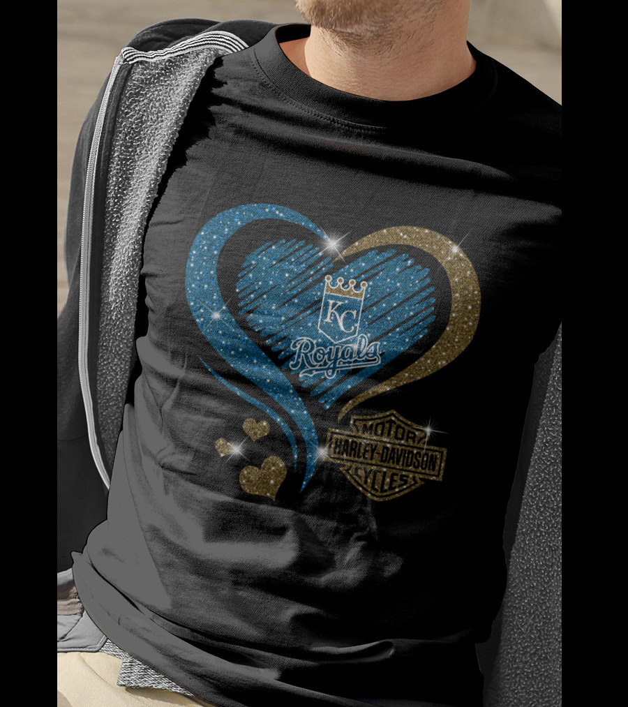 Kc Royals Harley Davidson Heart Sparkle T-Shirt