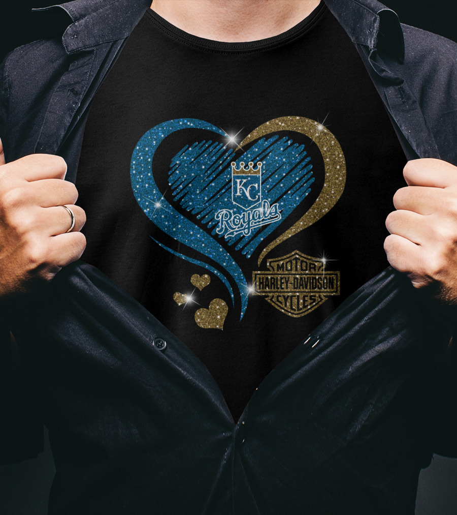 Kc Royals Harley Davidson Heart Sparkle T-Shirt