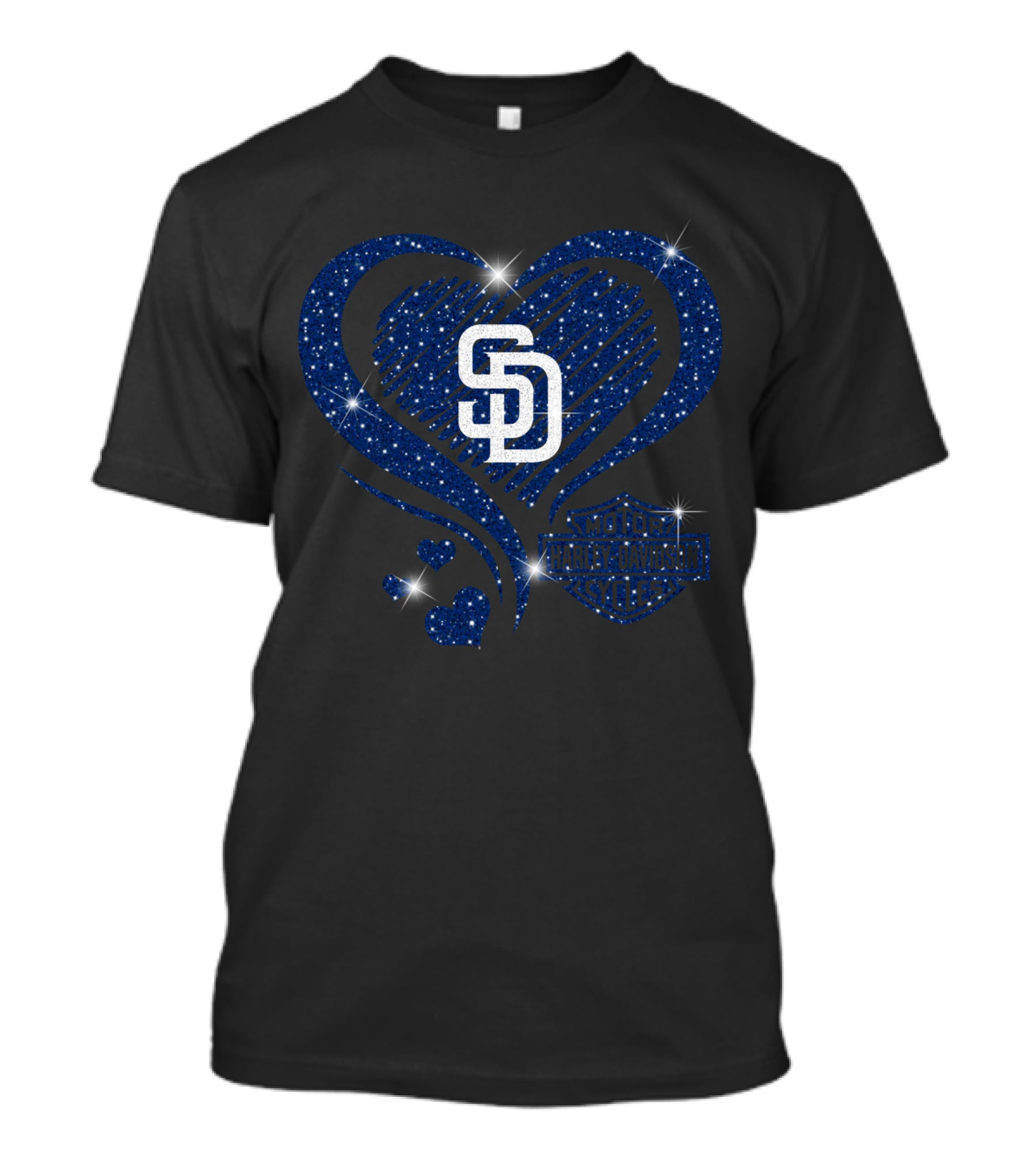 Sd Heart Mlb San Diego Padres Harley Davidson Sparkle T-Shirt