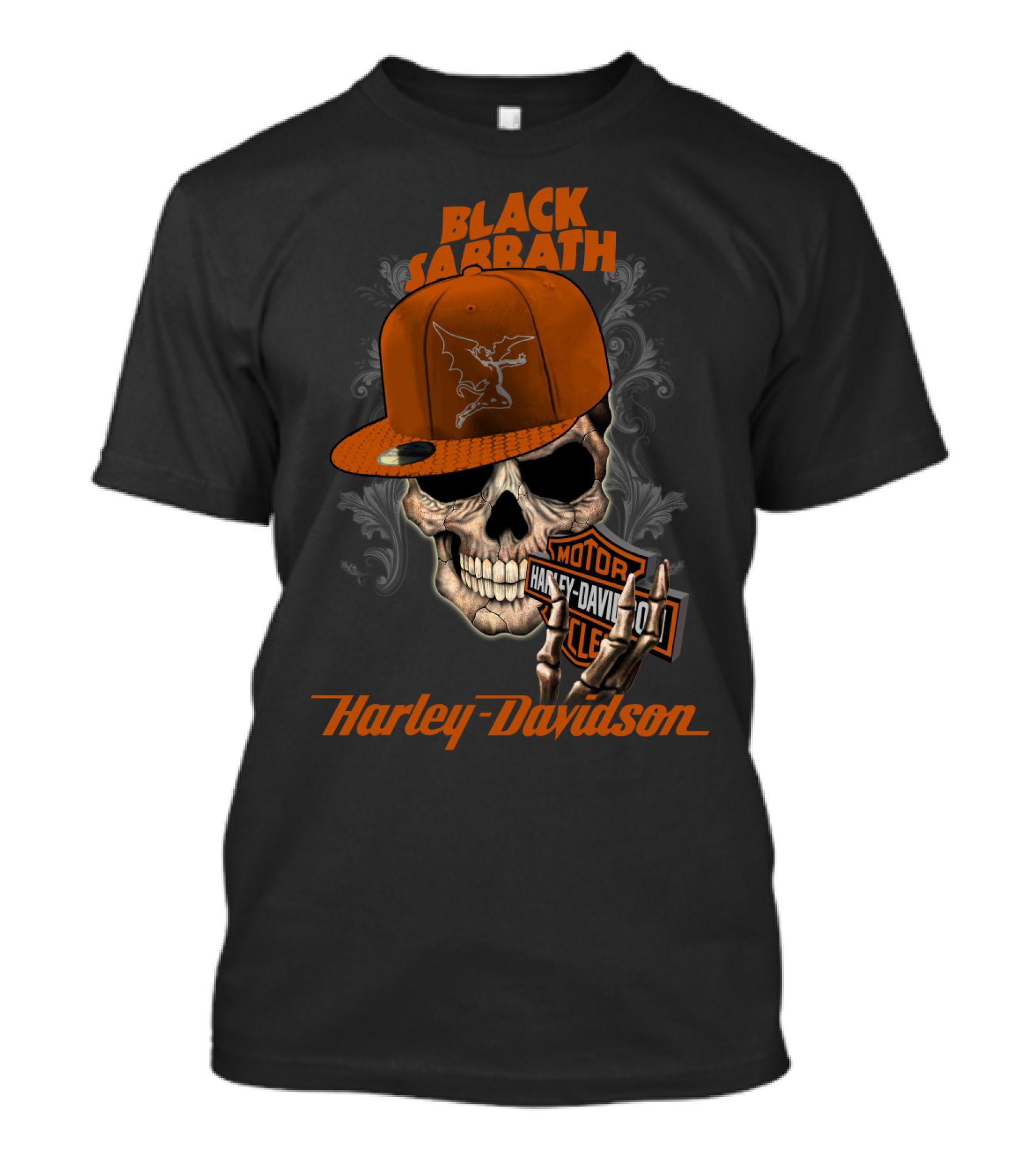 Black Sabbath Harley Davidson Skull Hat T-Shirt