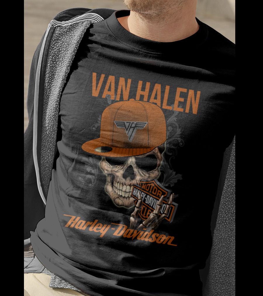 Van Halen Harley Davidson Skull Hat T-Shirt