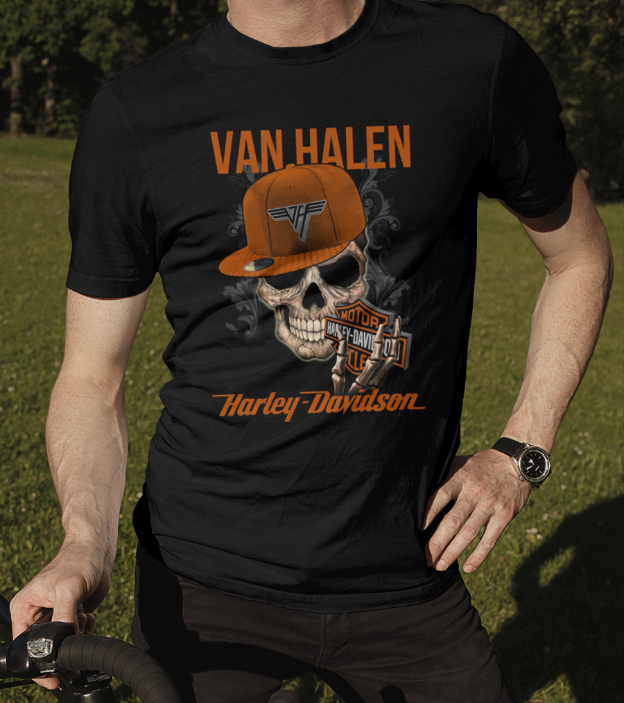 Van Halen Harley Davidson Skull Hat T-Shirt