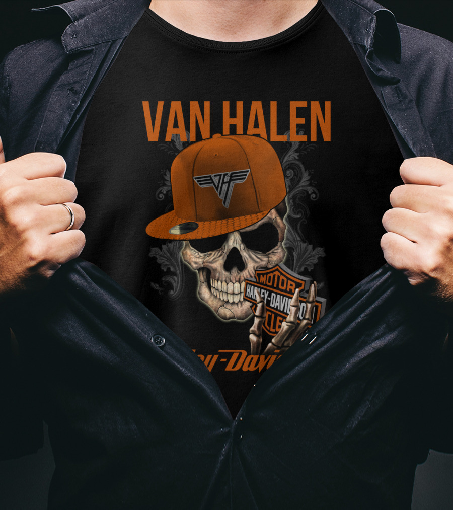 Van Halen Harley Davidson Skull Hat T-Shirt