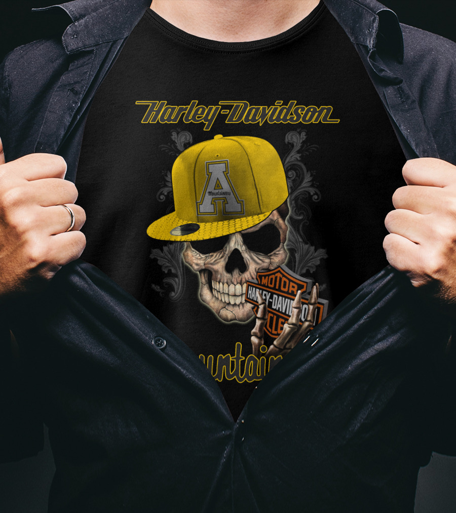 Harley Davidson Appalachian State Mountaineers Skull With Cap T-Shirt