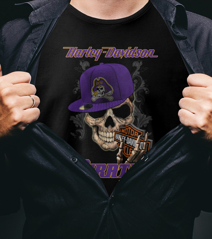 Harley Davidson Ecu Pirates Skull With Hat T-Shirt