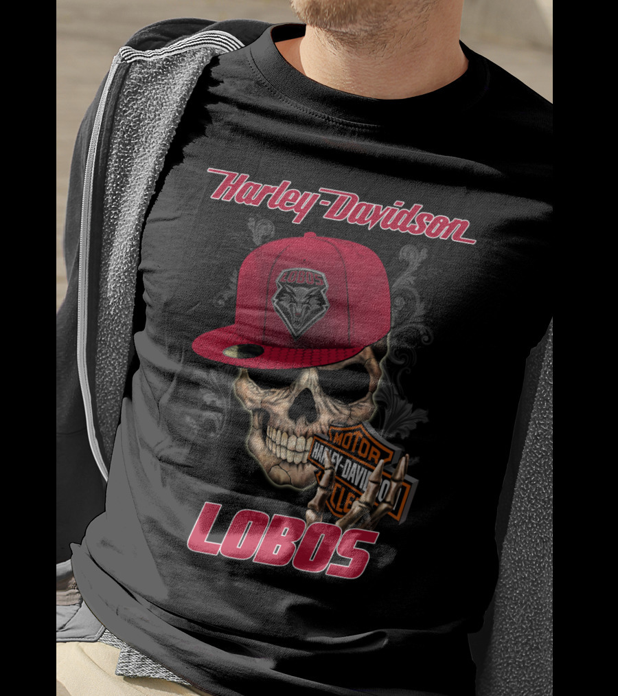 Harley Davidson Lobos New Mexico Skull Cap T-Shirt