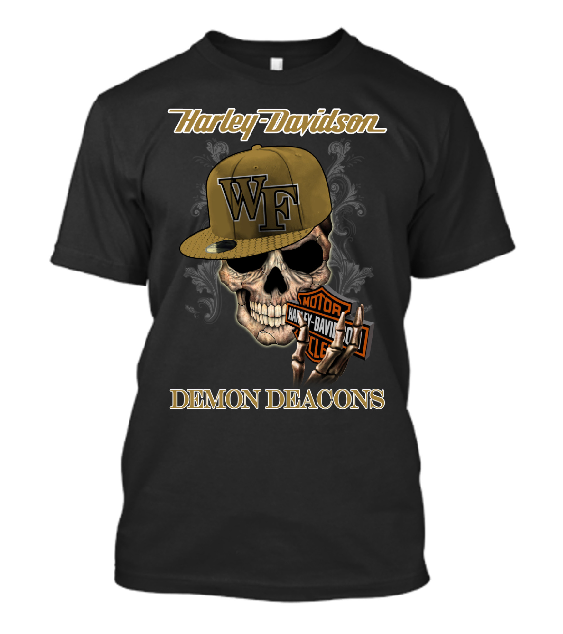 Harley Davidson Wf Skull Motorcycles Demon Deacons T-Shirt