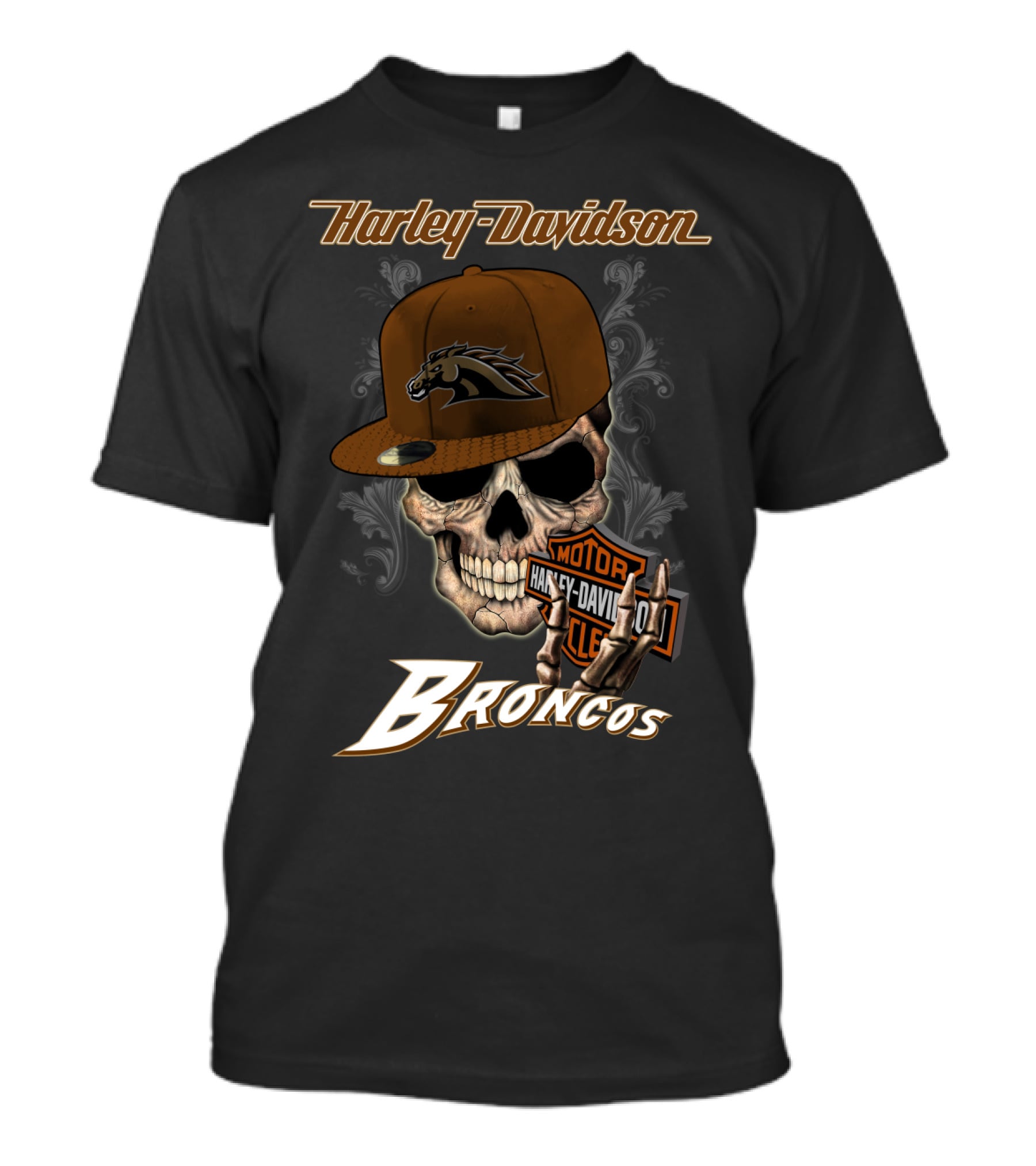 Harley Davidson Western Michigan Broncos Skull T-Shirt