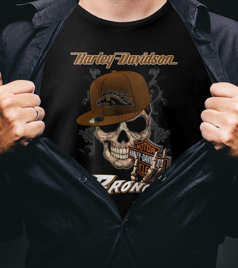 Harley Davidson Western Michigan Broncos Skull T-Shirt