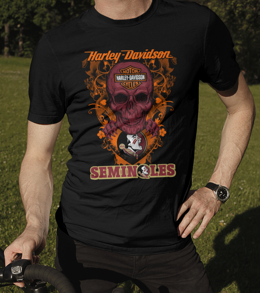 Harley Davidson Florida State Seminoles Motorcycles Skull T-Shirt