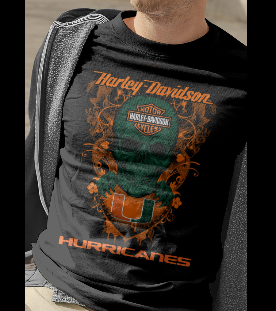 Harley Davidson Miami Hurricanes Skull T-Shirt