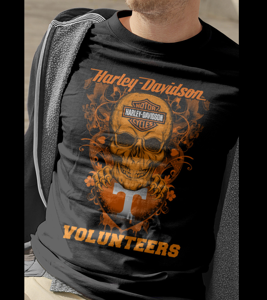 Harley Davidson Tennessee Volunteers Skull Art T-Shirt
