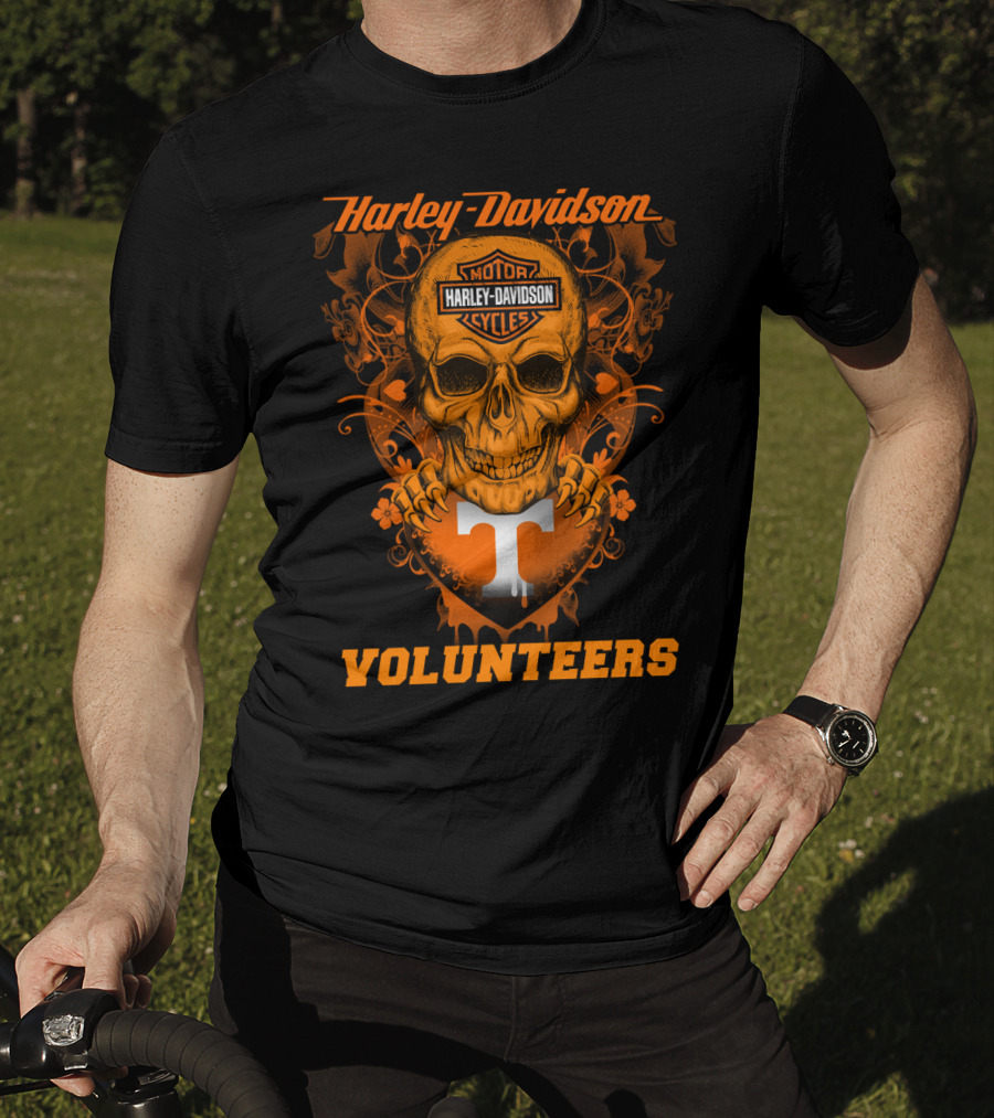 Harley Davidson Tennessee Volunteers Skull Art T-Shirt