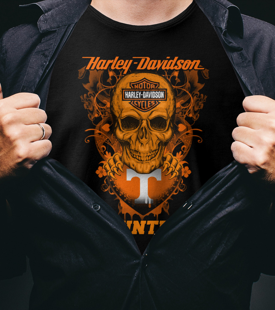 Harley Davidson Tennessee Volunteers Skull Art T-Shirt