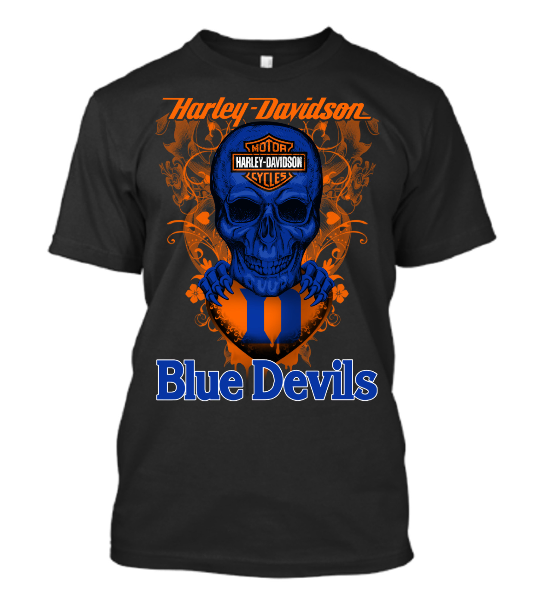 Harley Davidson Motorcycles Skull Blue Devils T-Shirt