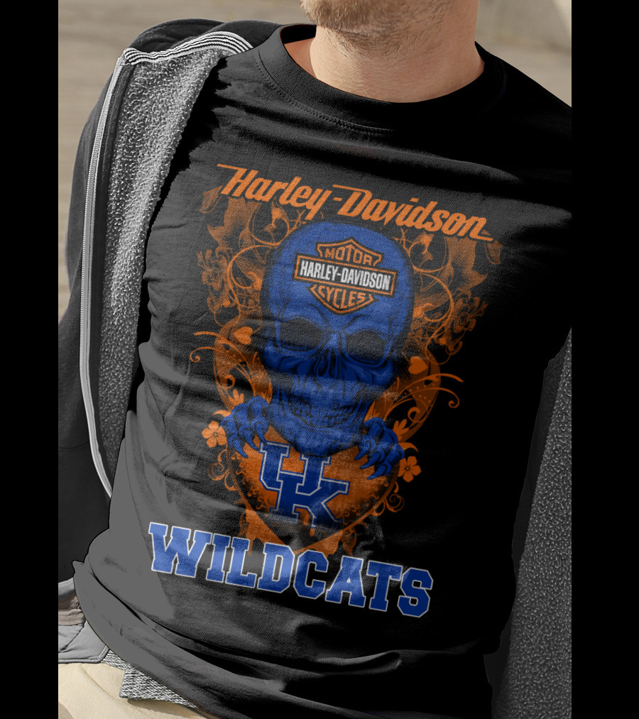Harley Davidson Kentucky Wildcats Skull Motorcycle Cycles T-Shirt