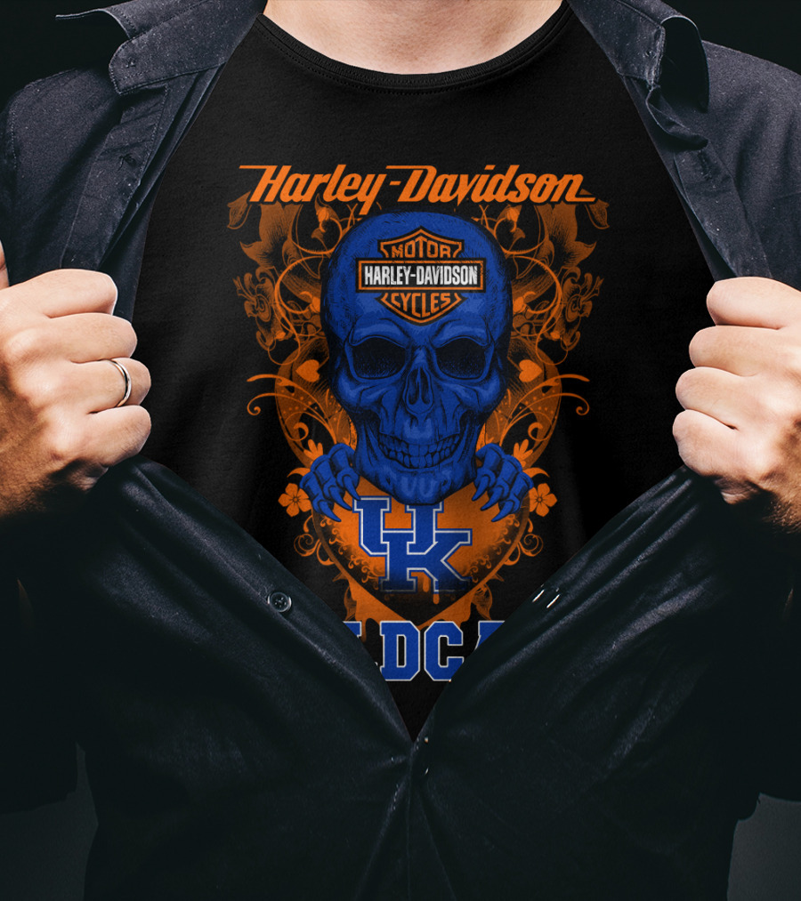 Harley Davidson Kentucky Wildcats Skull Motorcycle Cycles T-Shirt