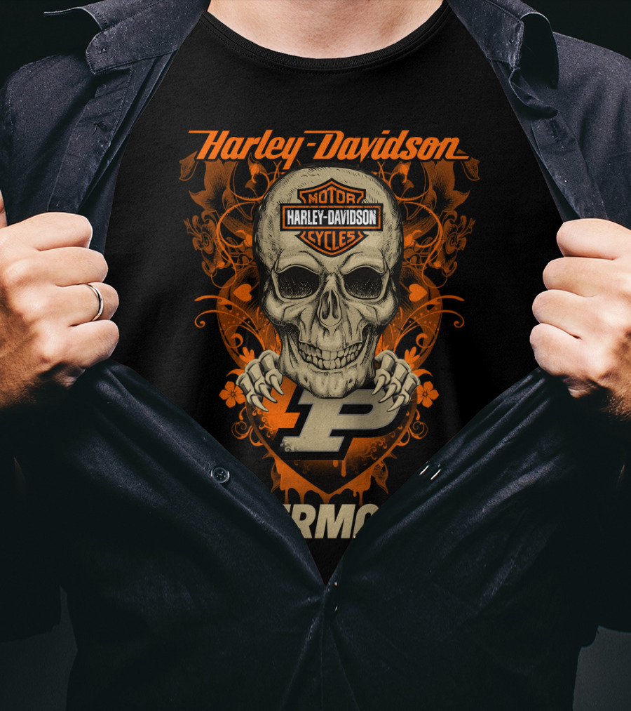 Harley Davidson Motorcycles Skull Purdue Boilermakers T-Shirt