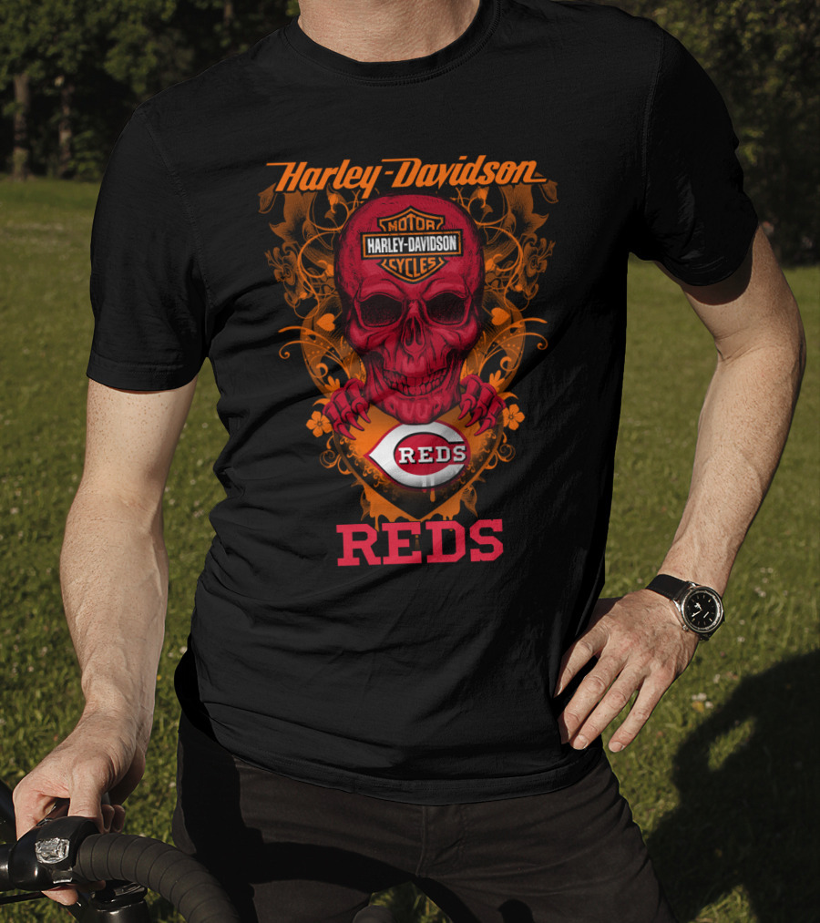 Harley Davidson Motor Cycles Reds Cincinnati Mlb T-Shirt