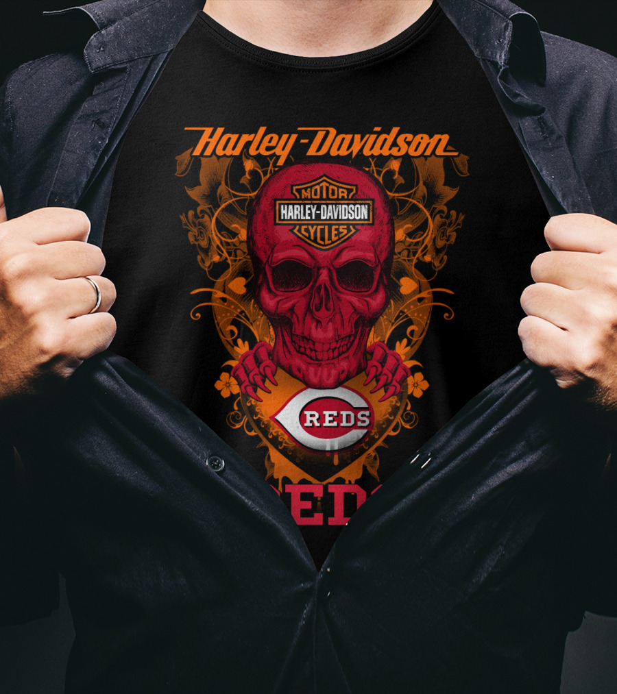 Harley Davidson Motor Cycles Reds Cincinnati Mlb T-Shirt