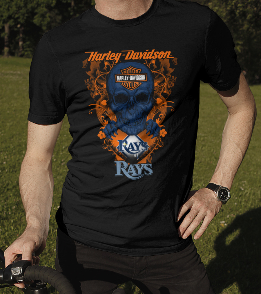 Harley Davidson Rays Tampa Bay Skull Motor Cycles T-Shirt