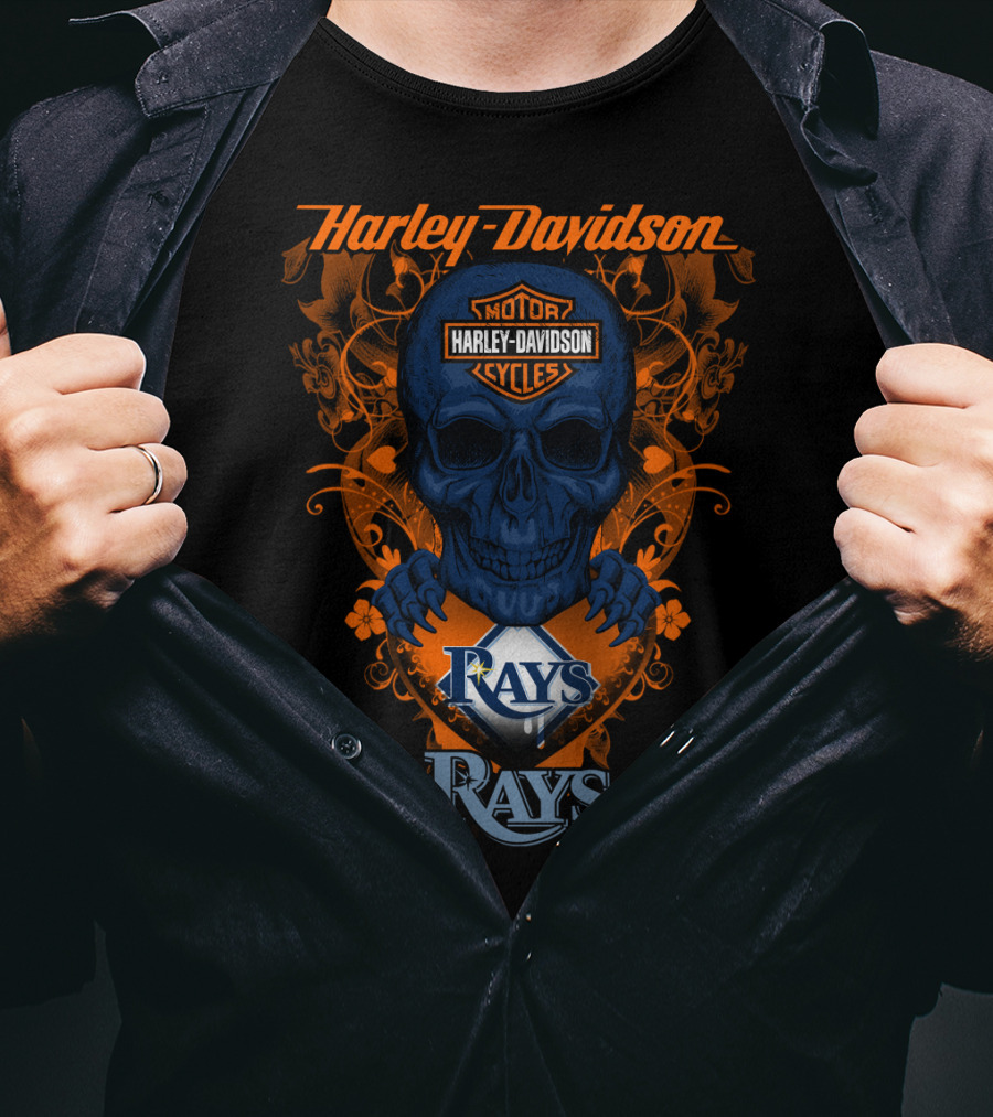 Harley Davidson Rays Tampa Bay Skull Motor Cycles T-Shirt