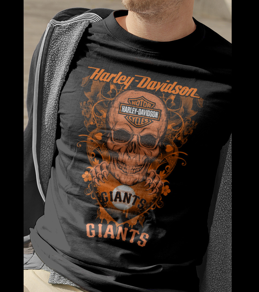 Harley Davidson Motor Cycles Giants Baseball San Francisco T-Shirt