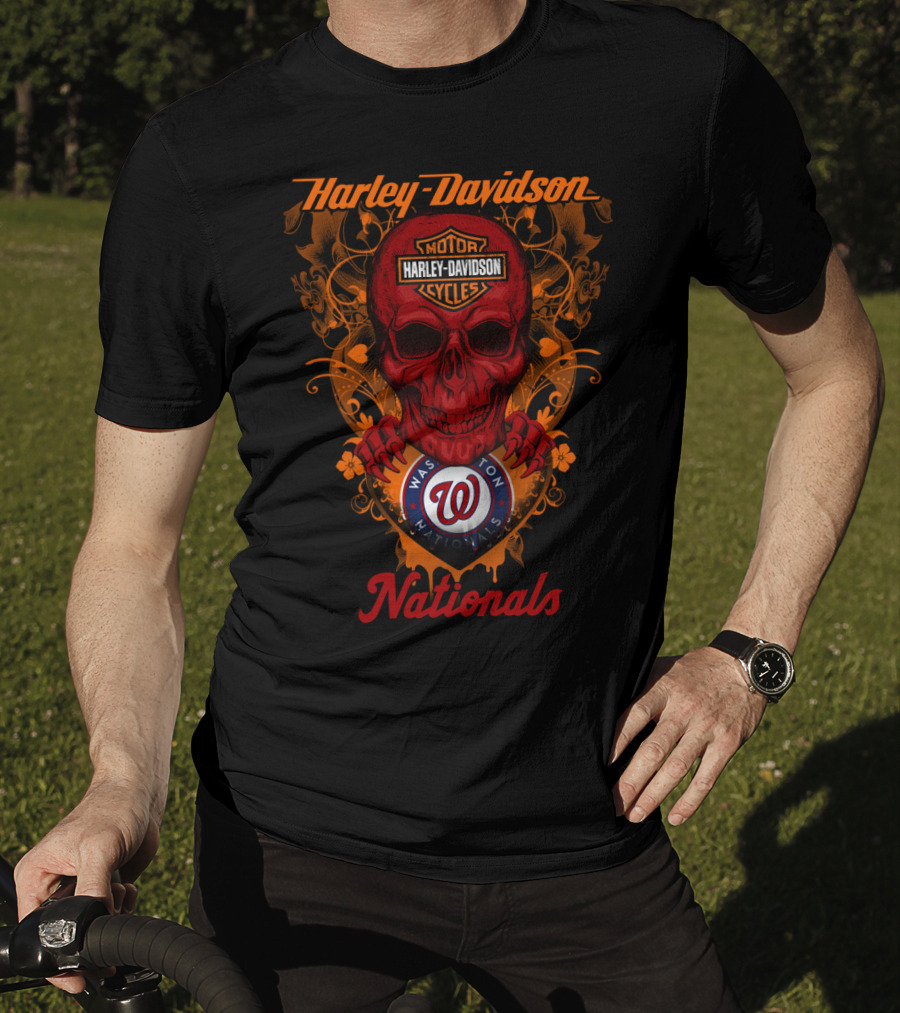 Harley Davidson Washington Nationals Skull T-Shirt