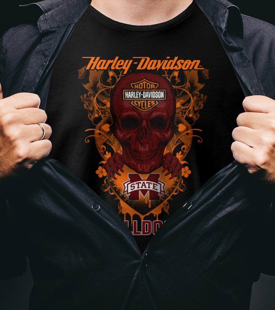 Harley Davidson Motor Cycles Mississippi State Bulldogs State T-Shirt
