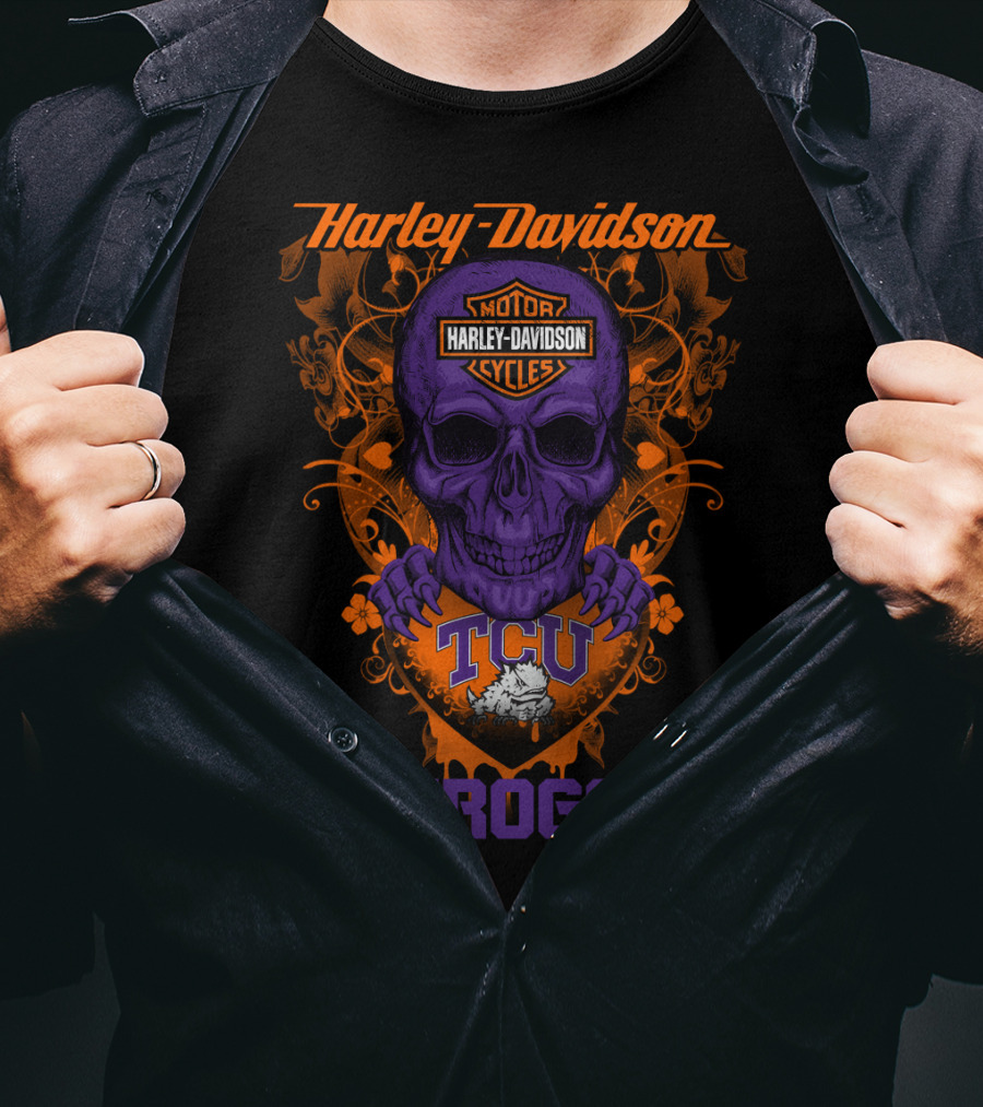 Harley Davidson Tcu Horned Frogs Skull T-Shirt