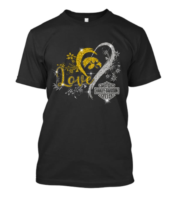 Love Iowa Hawkeyes Harley Davidson Motor Cycles T-Shirt