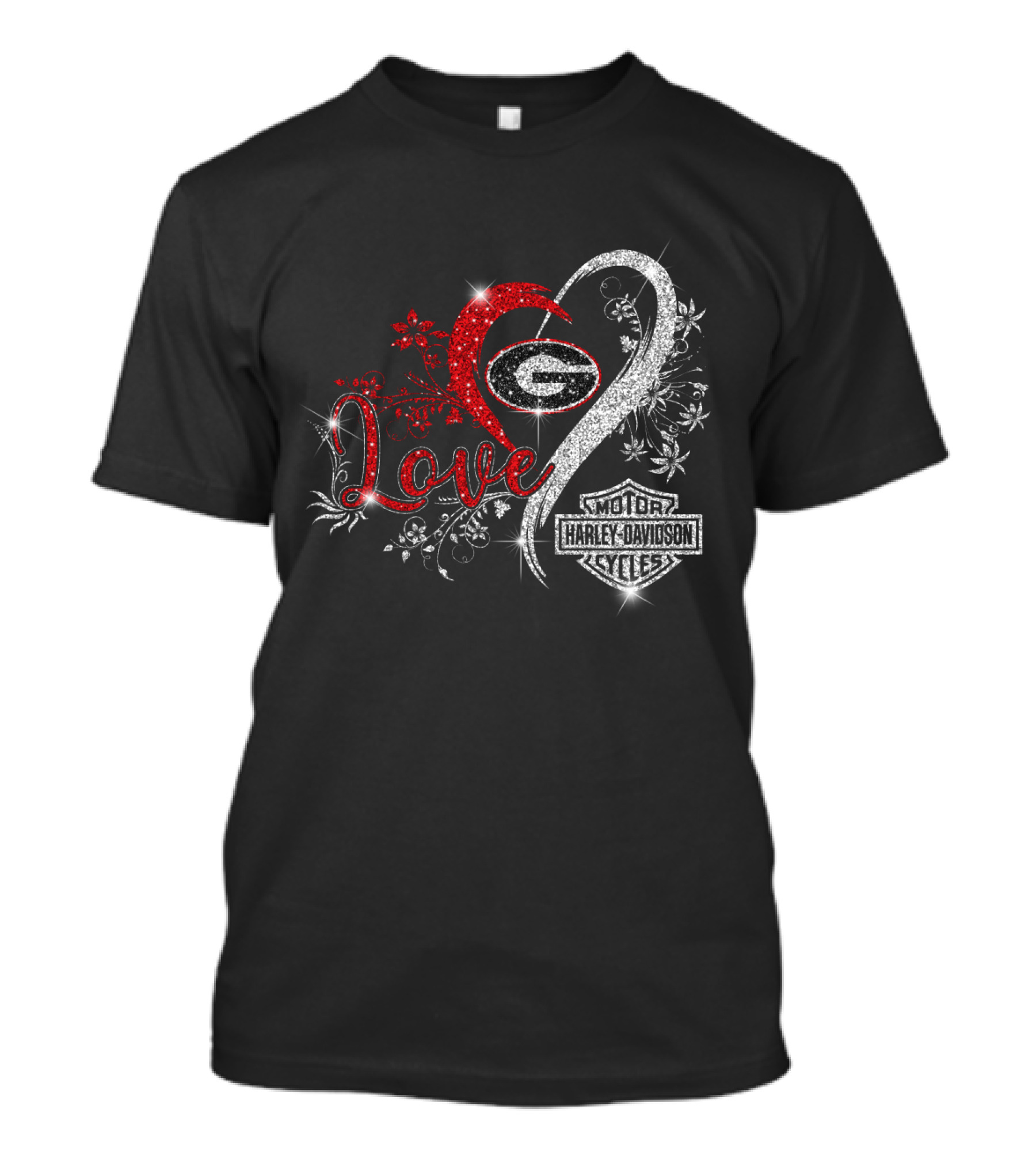 Love Georgia Bulldogs Harley Davidson Infinity Heart T-Shirt